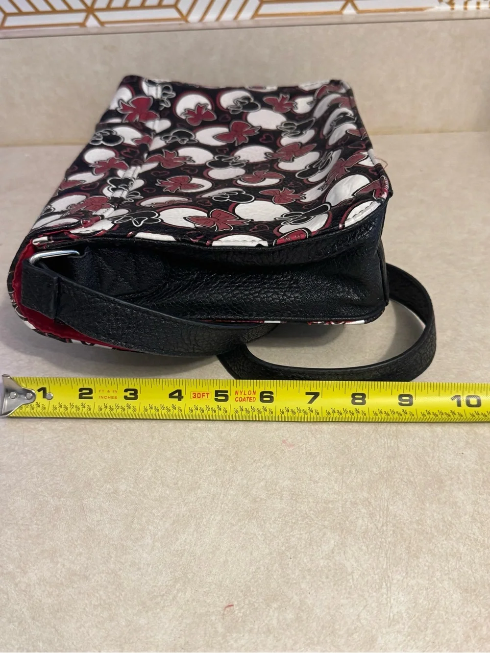 Disney “Minnie Loves Dots” Black & Red Minnie Ears Book Bag Satchel Buckle Front